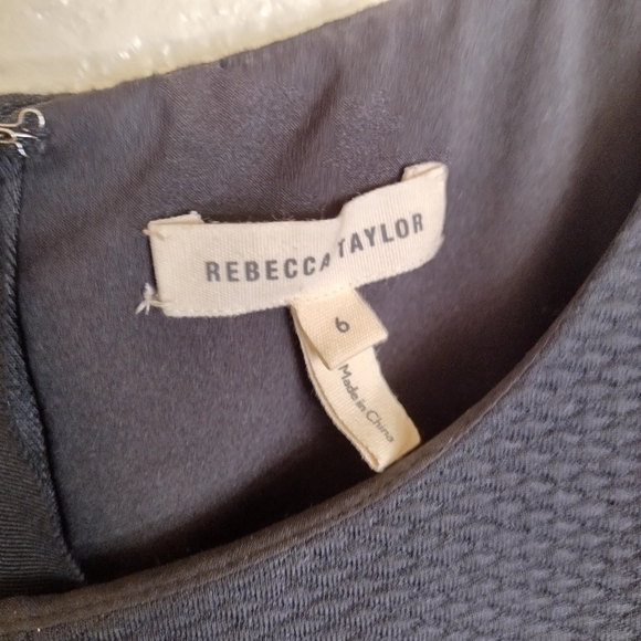 REBECCA TAYLOR Stacy Fit-&-Flare Flounce Black contrast skirt sleeveless Dress 6 - Picture 3 of 10